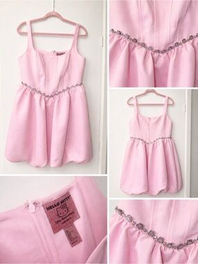 50th Anniversary Hello Kitty Light Pink Floral Crystal Trim Bubble Dress